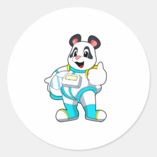 Pegatina Redonda Panda como astronauta con traje