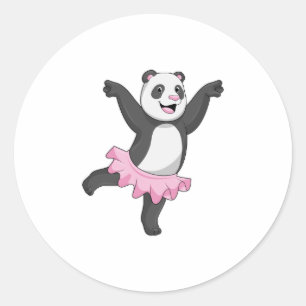 Pegatina Redonda Panda como Ballerina en el ballet
