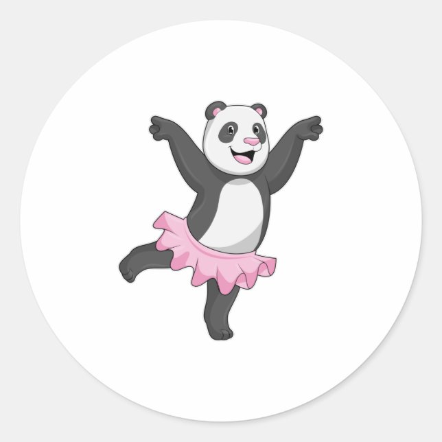 Pegatina Redonda Panda como Ballerina en el ballet (Anverso)