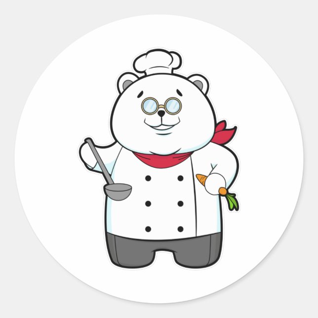 Pegatina Redonda Panda como cocinar con solomillo y zanja (Anverso)