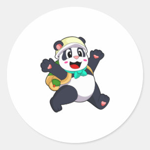 Pegatina Redonda Panda como estudiante
