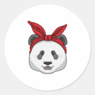 Pegatina Redonda Panda con Bandana