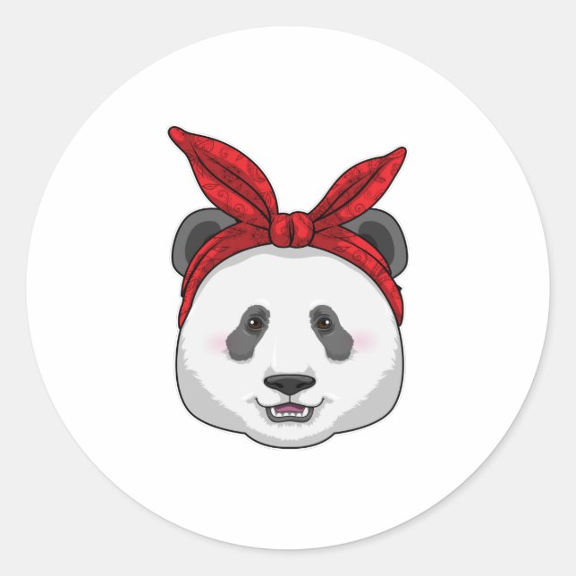 Pegatina Redonda Panda con Bandana (Anverso)