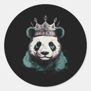 Pegatina Redonda Panda con corona