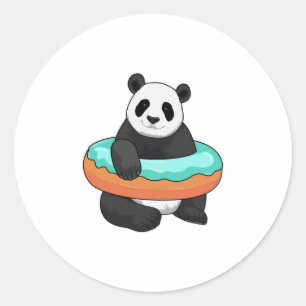 Pegatina Redonda Panda con Donut