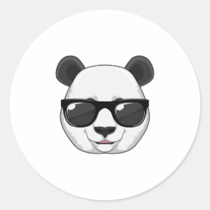 Pegatina Redonda Panda con gafas de sol