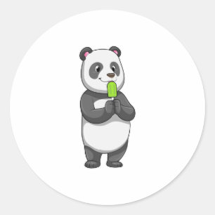 Pegatina Redonda Panda con Popsicle