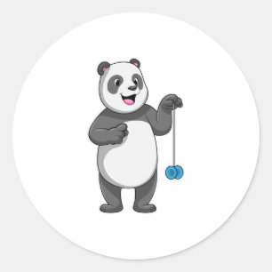 Pegatina Redonda Panda con Yo-yo