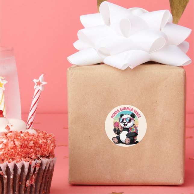 Pegatina Redonda  Panda Cool Été Glace Enfant (Fiesta)