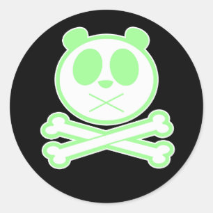 Pegatina Redonda Panda Cross Bone - Green