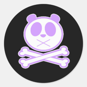 Pegatina Redonda Panda Cross Bone - Purple