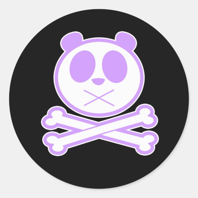 Pegatina Redonda Panda Cross Bone - Purple (Anverso)