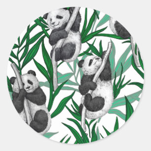 Pegatina Redonda Panda cubs on