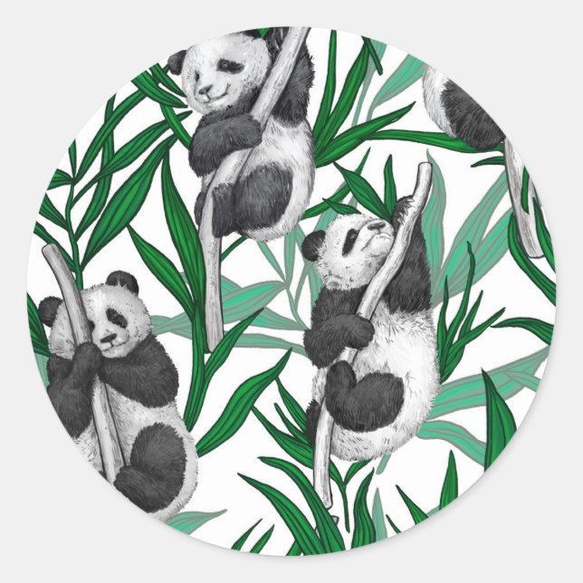 Pegatina Redonda Panda cubs on (Anverso)