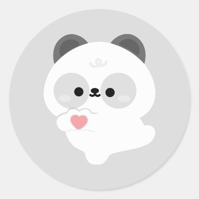 Pegatina Redonda Panda de Amor Adorable (Anverso)