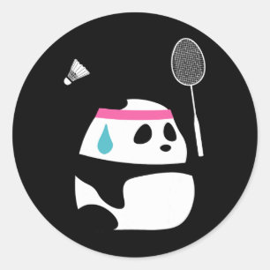 Pegatina Redonda Panda de Badminton agotado - Funny Cuttle Shuttle