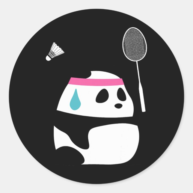 Pegatina Redonda Panda de Badminton agotado - Funny Cuttle Shuttle  (Anverso)