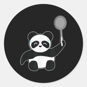 Pegatina Redonda Panda de bádminton sudando 