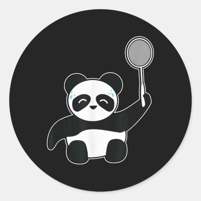 Pegatina Redonda Panda de bádminton sudando  (Anverso)