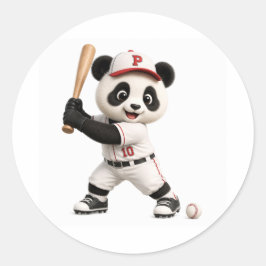 Pegatina Redonda Panda de béisbol 