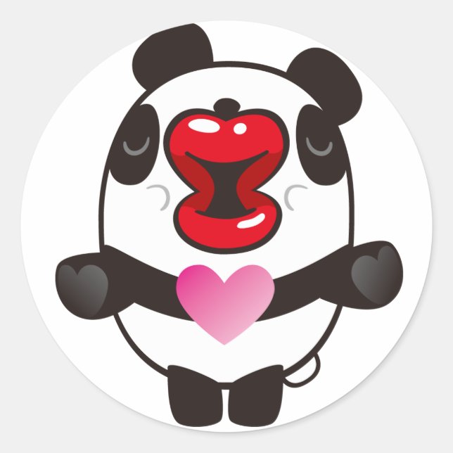 Pegatina Redonda panda de besos (Anverso)
