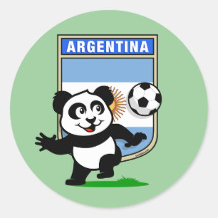 Pegatina Redonda Panda de fútbol de Argentina