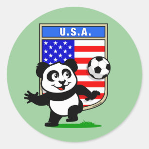 Pegatina Redonda Panda de fútbol de Estados Unidos