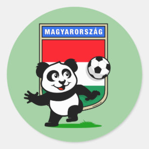 Pegatina Redonda Panda de fútbol de Hungría
