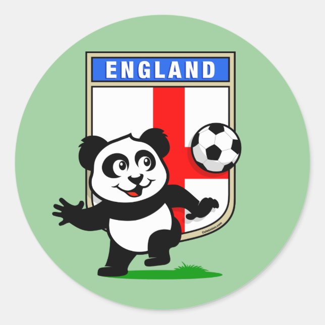 Pegatina Redonda Panda de fútbol de Inglaterra (Anverso)