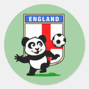 Pegatina Redonda Panda de fútbol de Inglaterra
