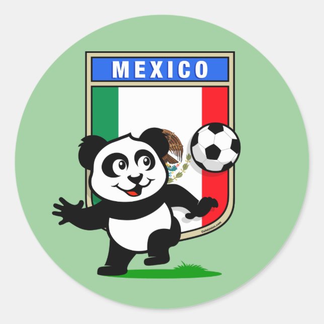 Pegatina Redonda Panda de fútbol de México (Anverso)