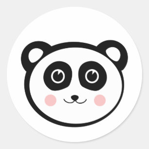 Pegatina Redonda Panda de Kawaii