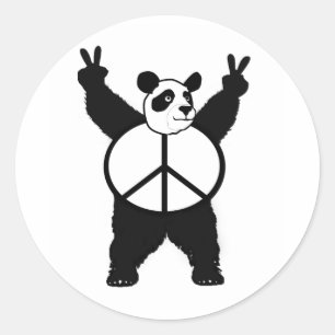 Pegatina Redonda Panda de la Paz
