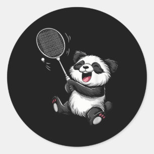 Pegatina Redonda Panda Divertido de Bádminton Jugador de Bádminton 