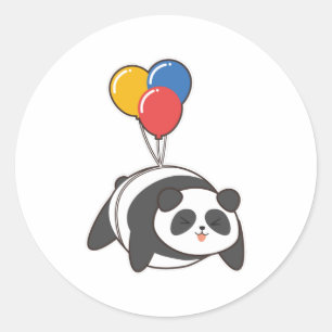Pegatina Redonda Panda en cumpleaños con Ballon