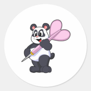 Pegatina Redonda Panda en Darts con Dart
