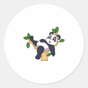 Pegatina Redonda Panda en el árbol