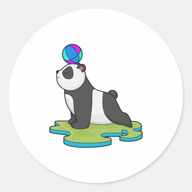 Pegatina Redonda Panda en el gimnasio del yoga (Anverso)