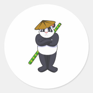 Pegatina Redonda Panda en el Stick contra las artes marciales.
