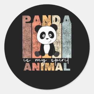 Pegatina Redonda Panda es mi animal espiritual - Cute Pandas Vintag