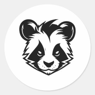 Pegatina Redonda Panda Essence en blanco y negro