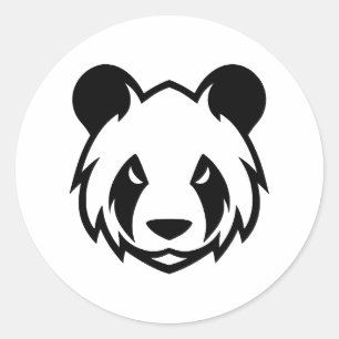 Pegatina Redonda Panda Essence en blanco y negro