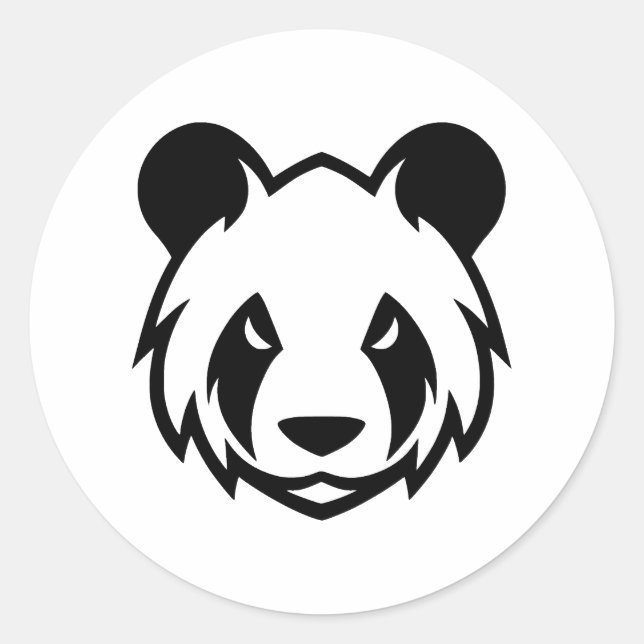 Pegatina Redonda Panda Essence en blanco y negro (Anverso)