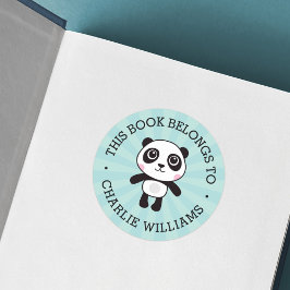 Pegatina Redonda Panda este libro pertenece al nombre de la escuela