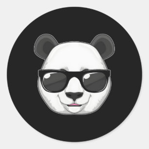 Pegatina Redonda Panda Gafas de sol