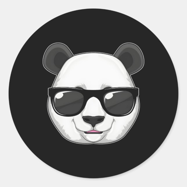 Pegatina Redonda Panda Gafas de sol (Anverso)