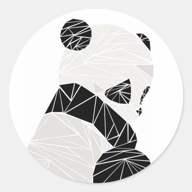 Pegatina Redonda Panda geométrica (Anverso)