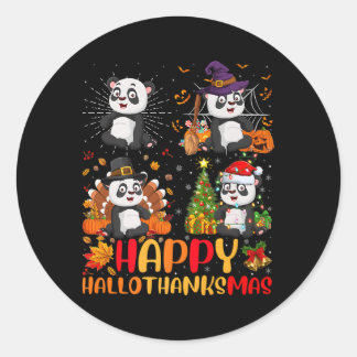 Pegatina Redonda Panda Hallothanksmas de Halloween