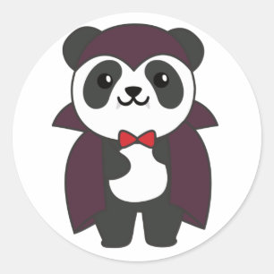Pegatina Redonda Panda Halloween Cute Devil Kids Vampistume Cl