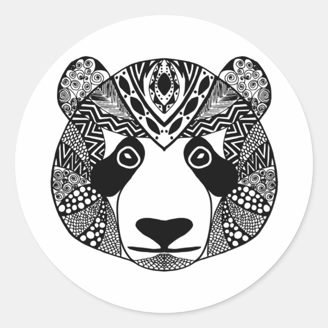 Pegatina Redonda Panda inspirado (Anverso)